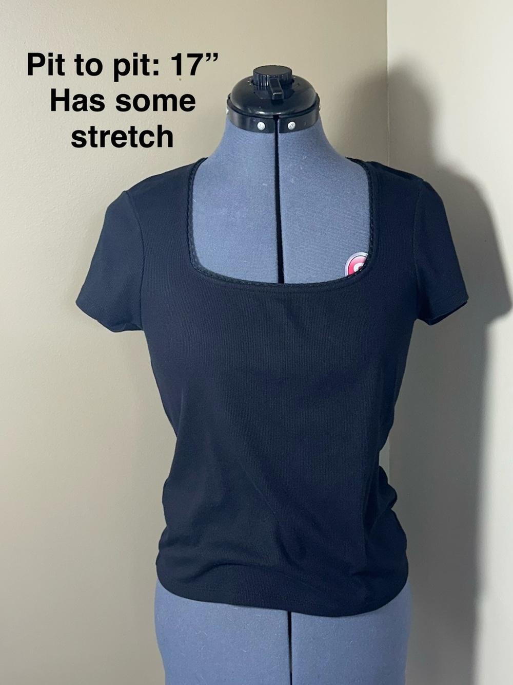 Old Navy Black Square Neck Short Sleeve Tee - LARGE